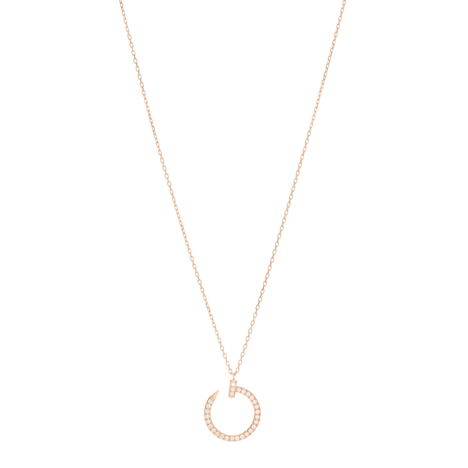 Cartier 18K Pink Gold Diamond Juste Un Clou Paved Pendant Necklace 1 of 6