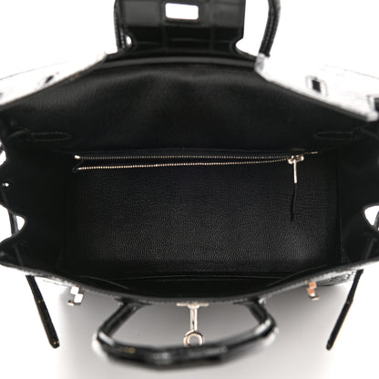 Hermes Shiny Niloticus Crocodile Birkin 25 Black 5 of 14