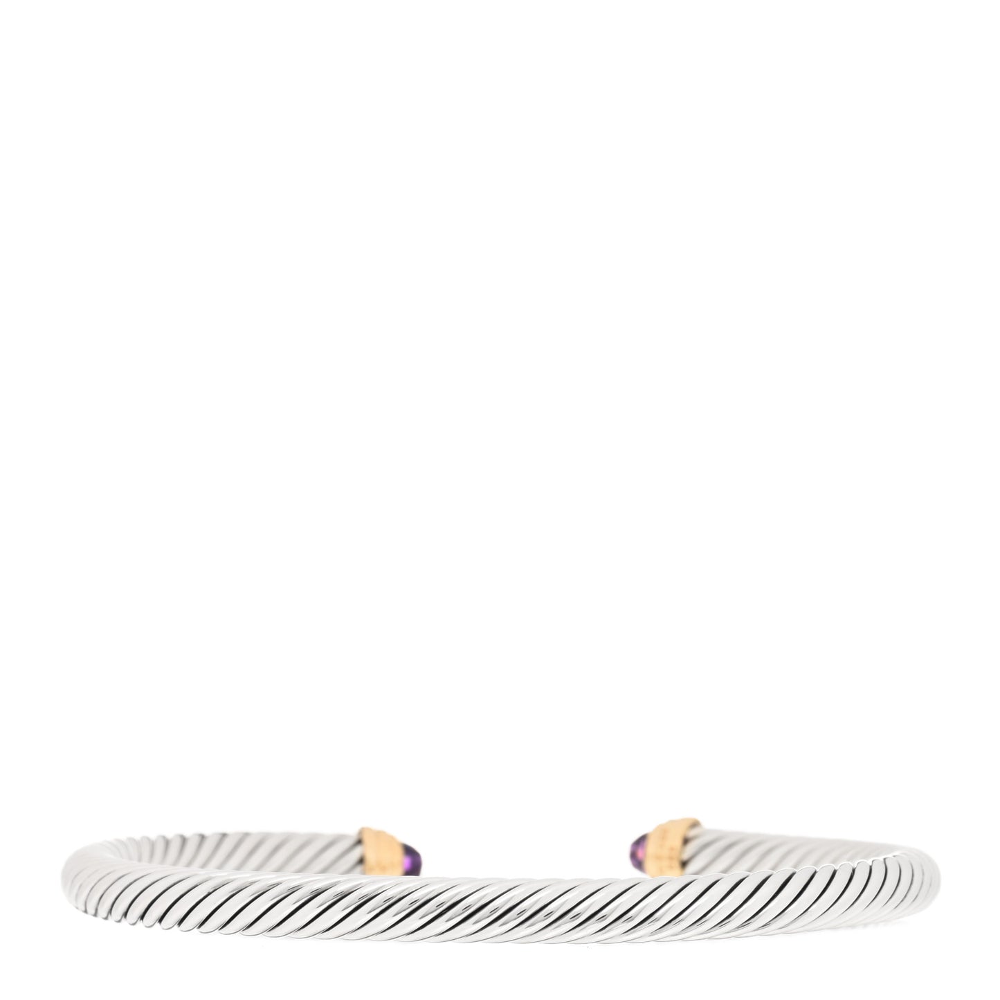 Sterling Silver 14K Yellow Gold Amethyst 5mm Cable Classics Petite Color Bracelet