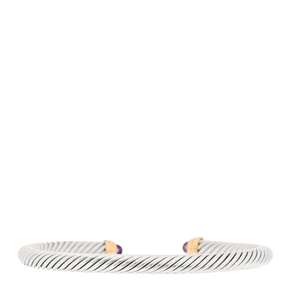 David Yurman Sterling Silver 14K Yellow Gold Amethyst 5mm Cable Classics Petite Color Bracelet 2 of 4