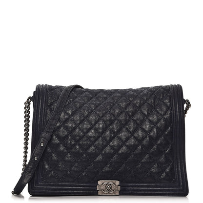 Chanel Iridescent Calfskin Large Gentle Boy Flap Navy Blue 1 of 8