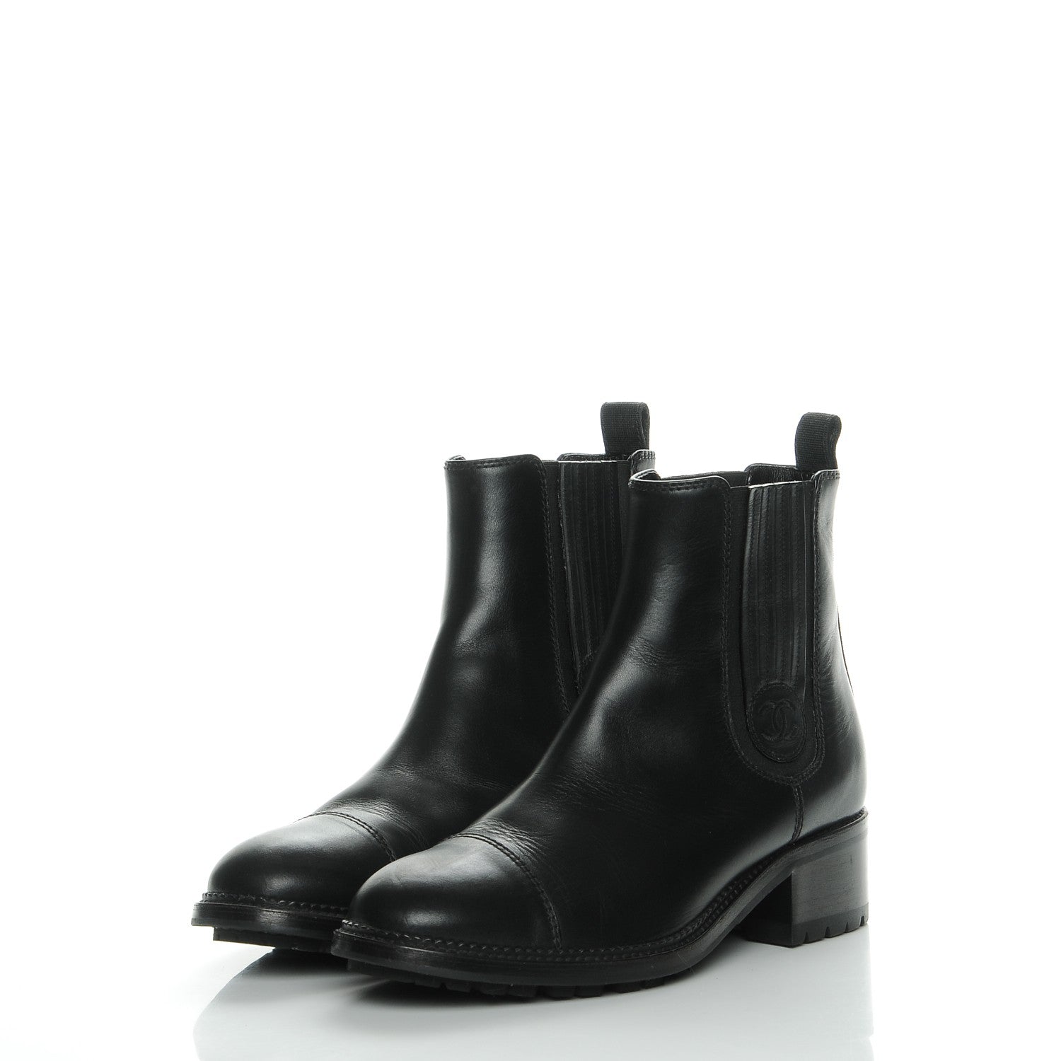 Chanel Calfskin Elastic Ankle Boots 37 Black 3 of 8