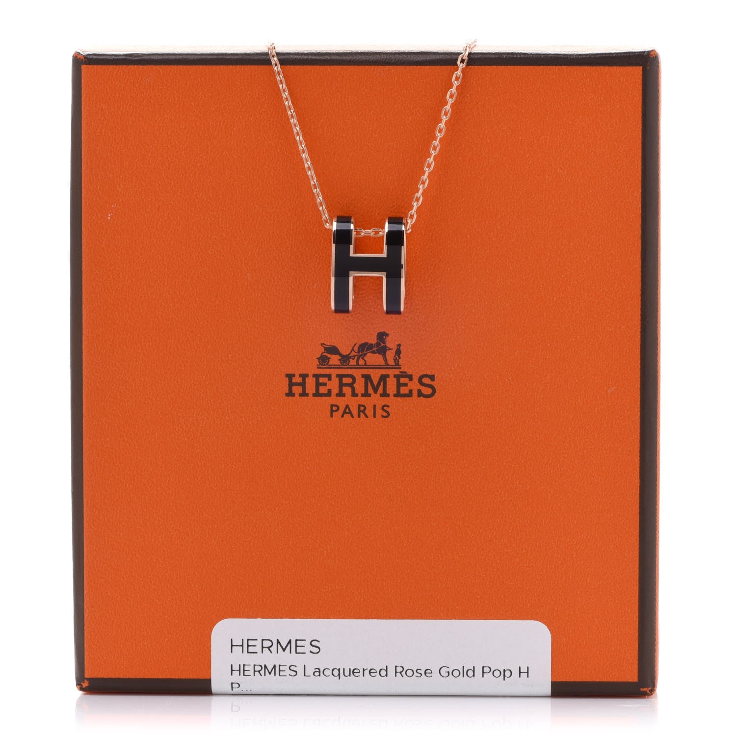 Hermes Lacquered Rose Gold Pop H Pendant Necklace Black 7 of 7
