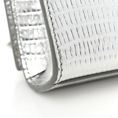 Saint Laurent Metallic Calfskin Lizard Embossed Small Classic Monogram Kate Tassel Satchel Silver 13 of 14