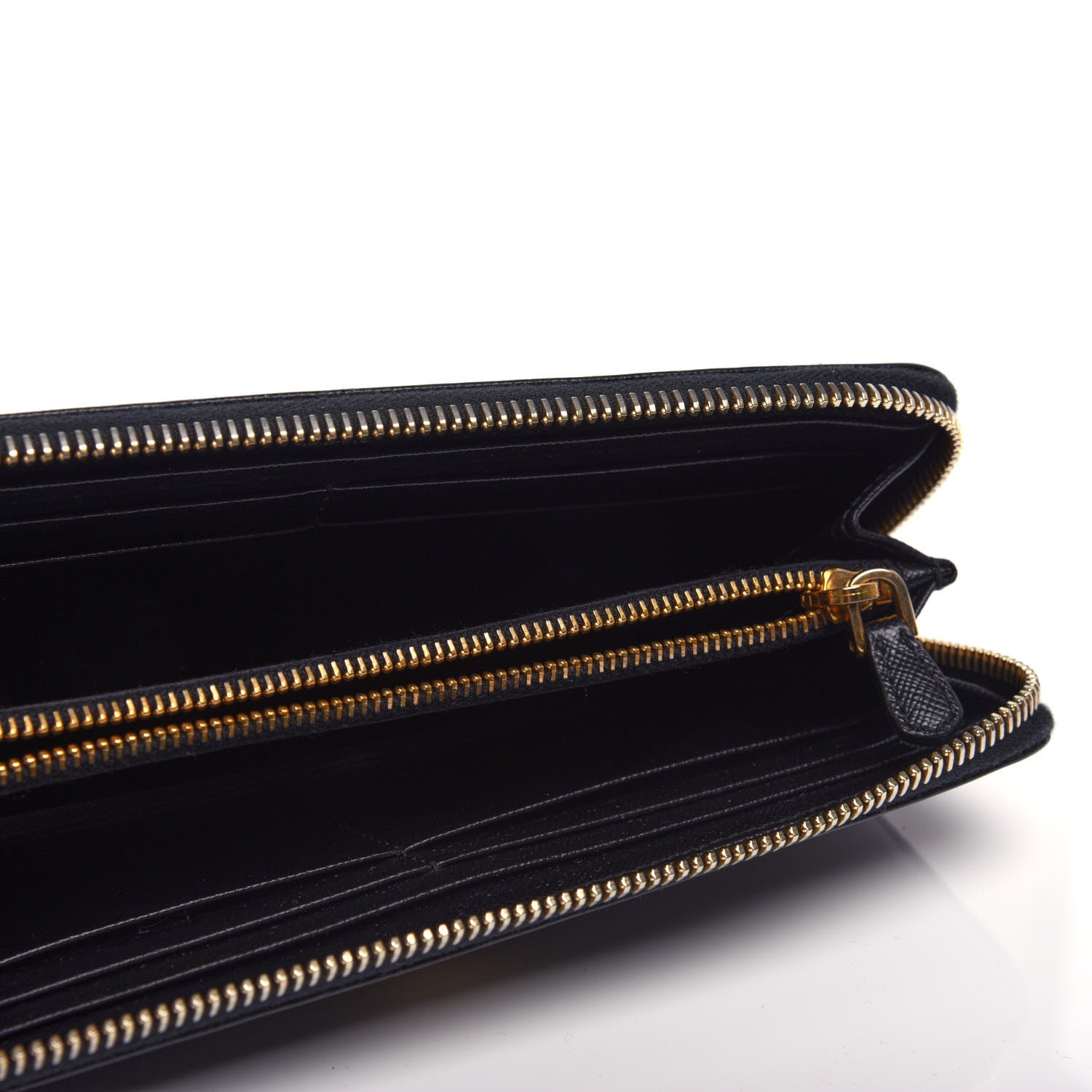 Prada Saffiano Zip Around Wallet Black 5 of 10