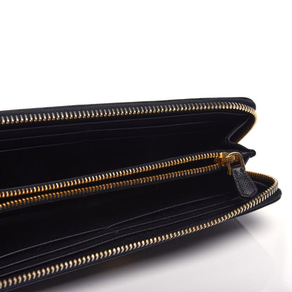 Prada Saffiano Zip Around Wallet Black 5 of 10