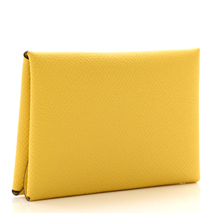 Hermes Epsom Calvi Duo Card Case Jaune De Naples 3 of 7