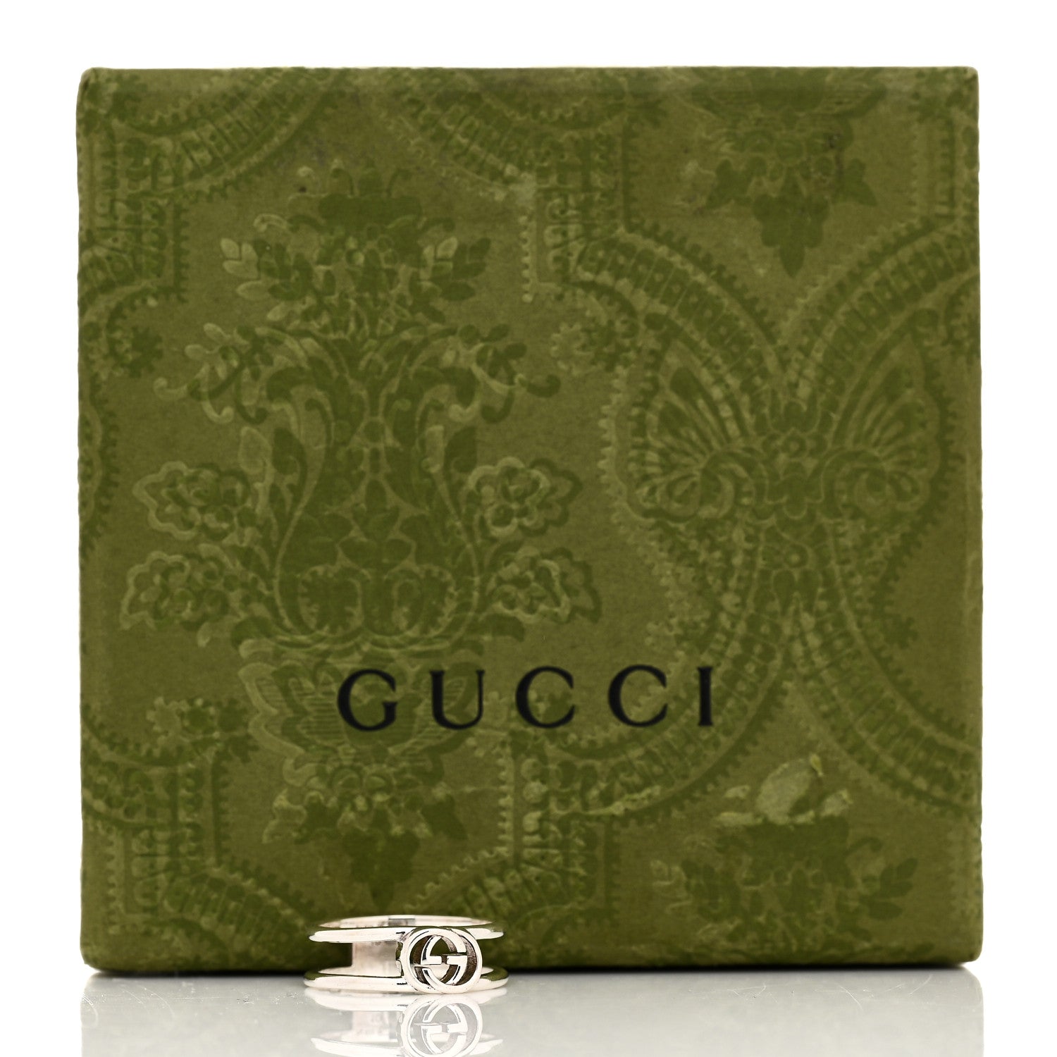 Gucci Sterling Silver 6mm Interlocking G Open Band Ring 50 5.25 5 of 5