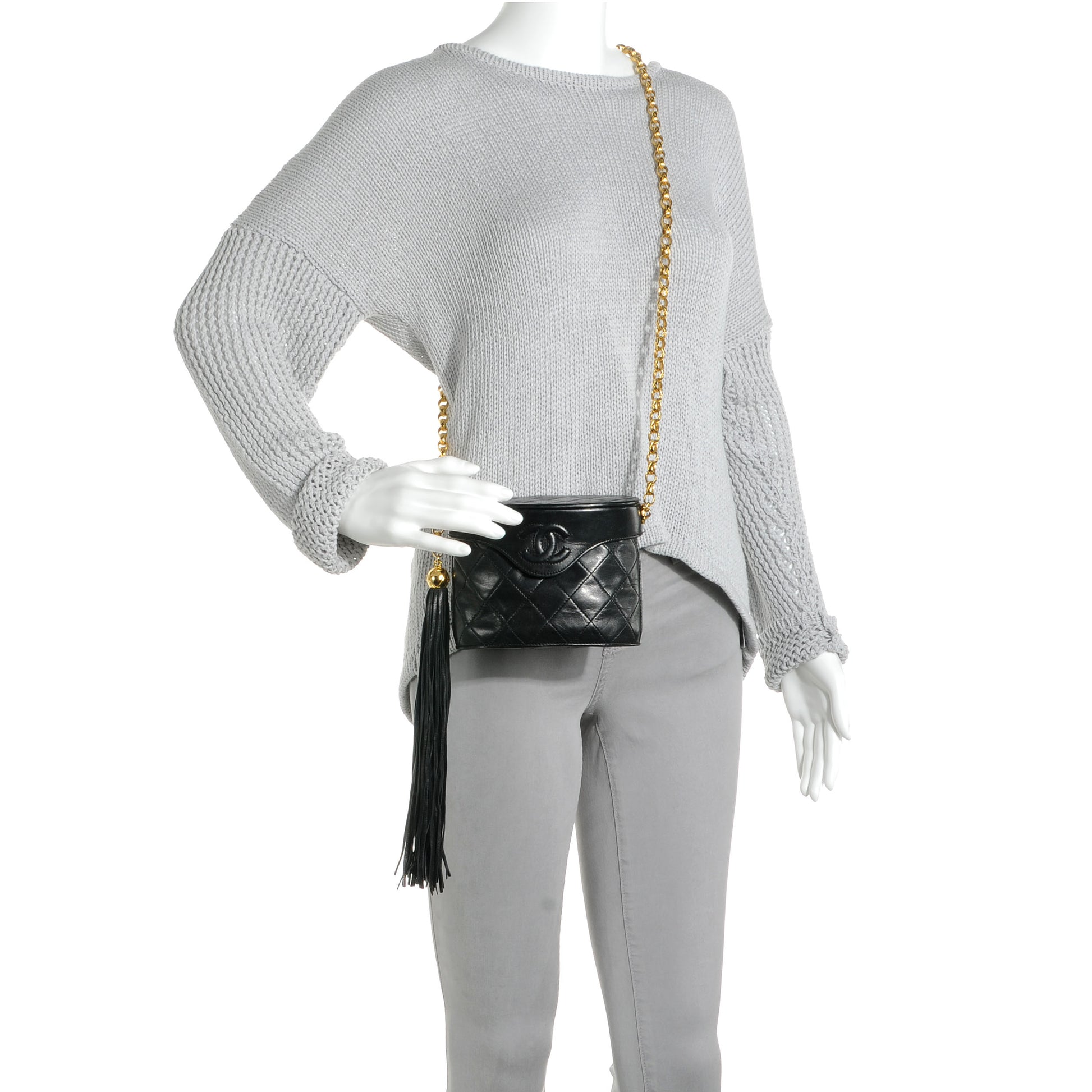Chanel Lambskin Tassel Shoulder Bag Black 2 of 7