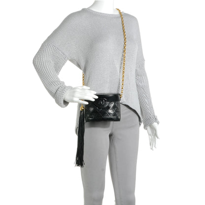 Chanel Lambskin Tassel Shoulder Bag Black 2 of 7