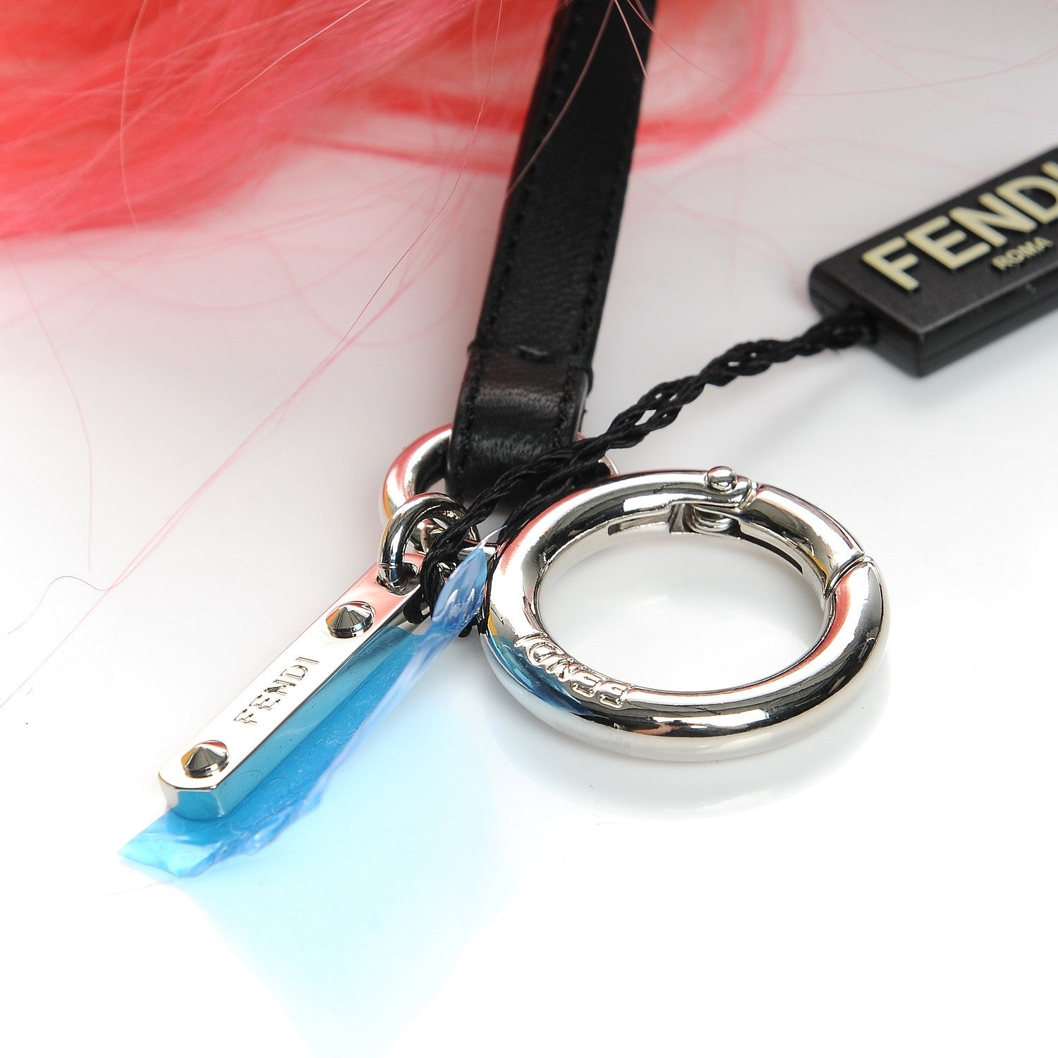 Fendi Lambskin Goat Fur Studded Punkarlito Bag Charm Azalea 6 of 7