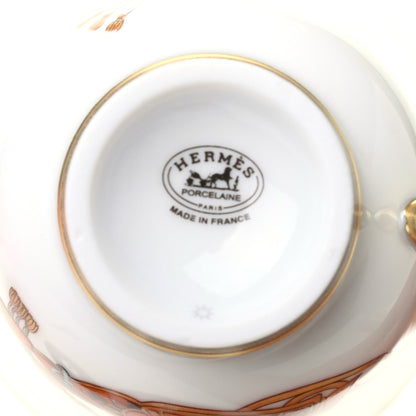 Hermes Porcelain Cheval d'Orient Coffee Cup and Saucer Set of 2 7 of 8