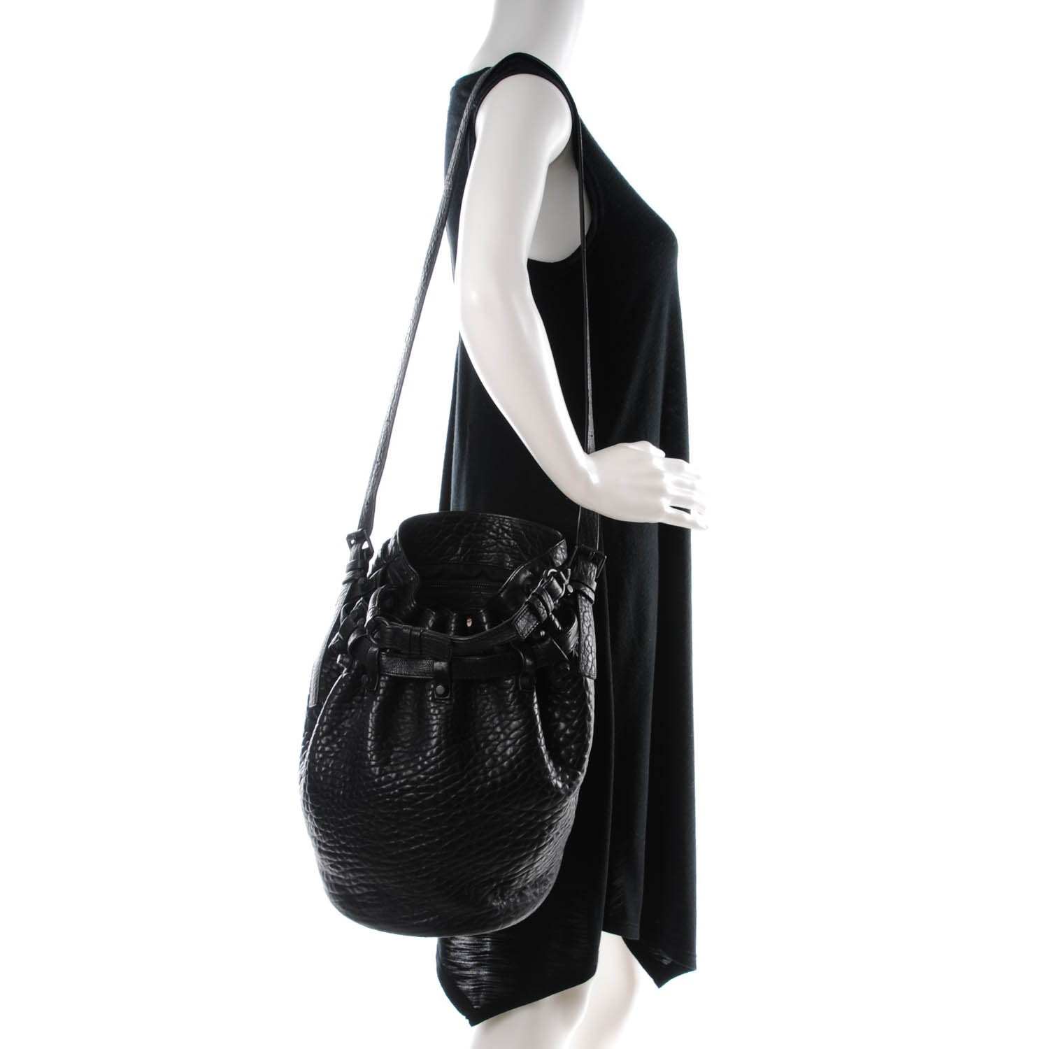 Alexander Wang Pebbled Lambskin Diego Bucket Bag Black Black Hardware 2 of 7
