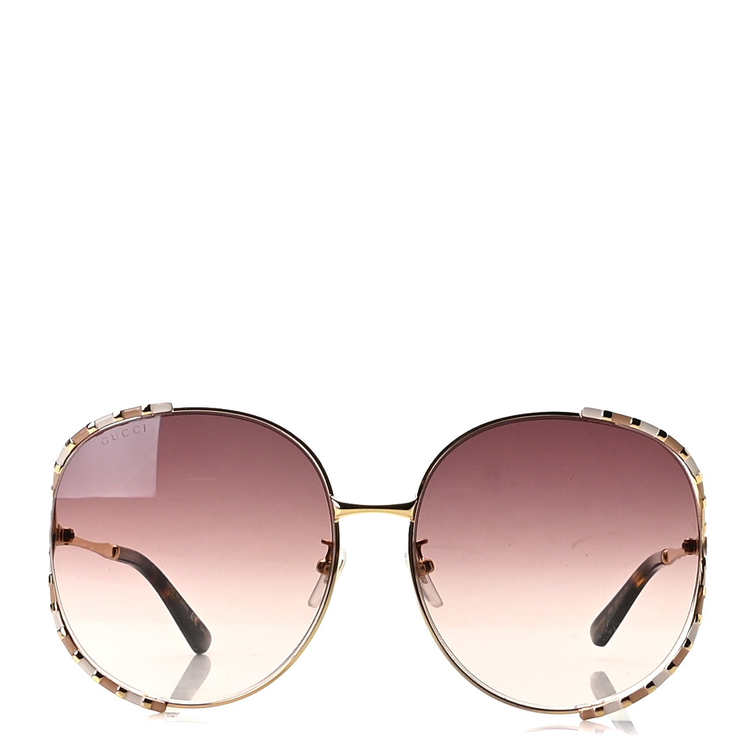 Gucci Metal Round Frame GG0595S Sunglasses Gold Brown 2 of 8