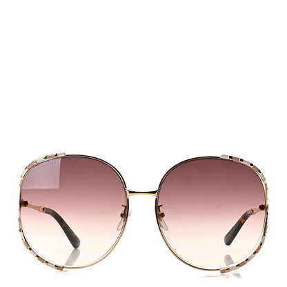 Gucci Metal Round Frame GG0595S Sunglasses Gold Brown 2 of 8