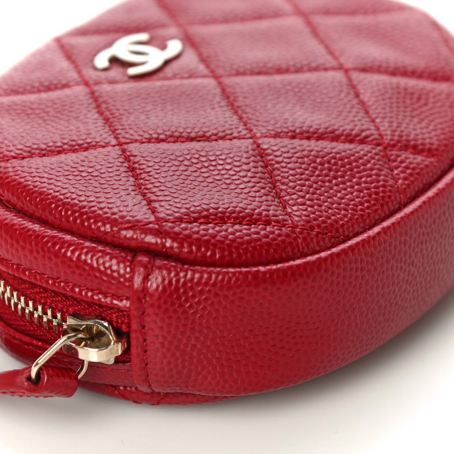 Chanel Caviar Quilted Zip Around Classic Coin Purse Red 8 of 9