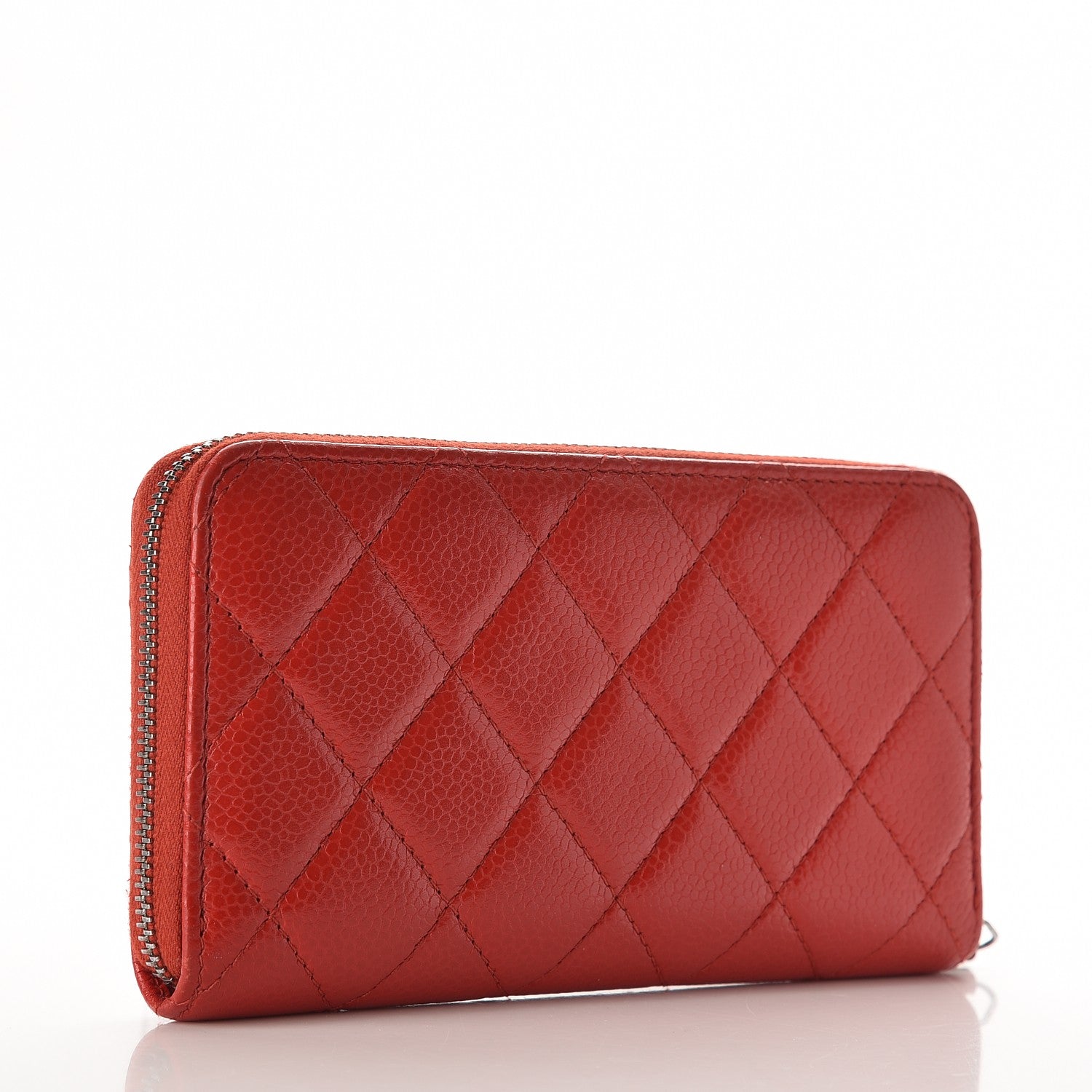 Chanel Caviar Quilted Small Zip Around Wallet Red 4 of 9