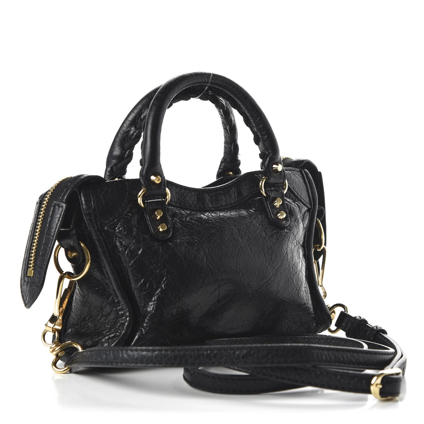 Agneau Classic Gold Hardware Nano City Black