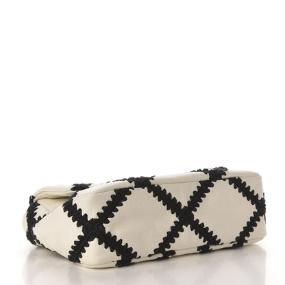 Chanel Calfskin Crochet Medium 19 Flap White Black 4 of 11