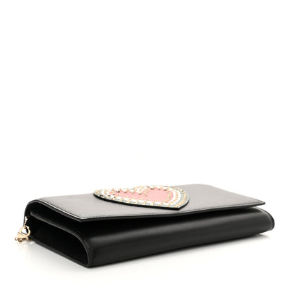 Valentino Garavani Smooth Calfskin Rockstud Heart Wallet On Chain Black Multicolor 4 of 12