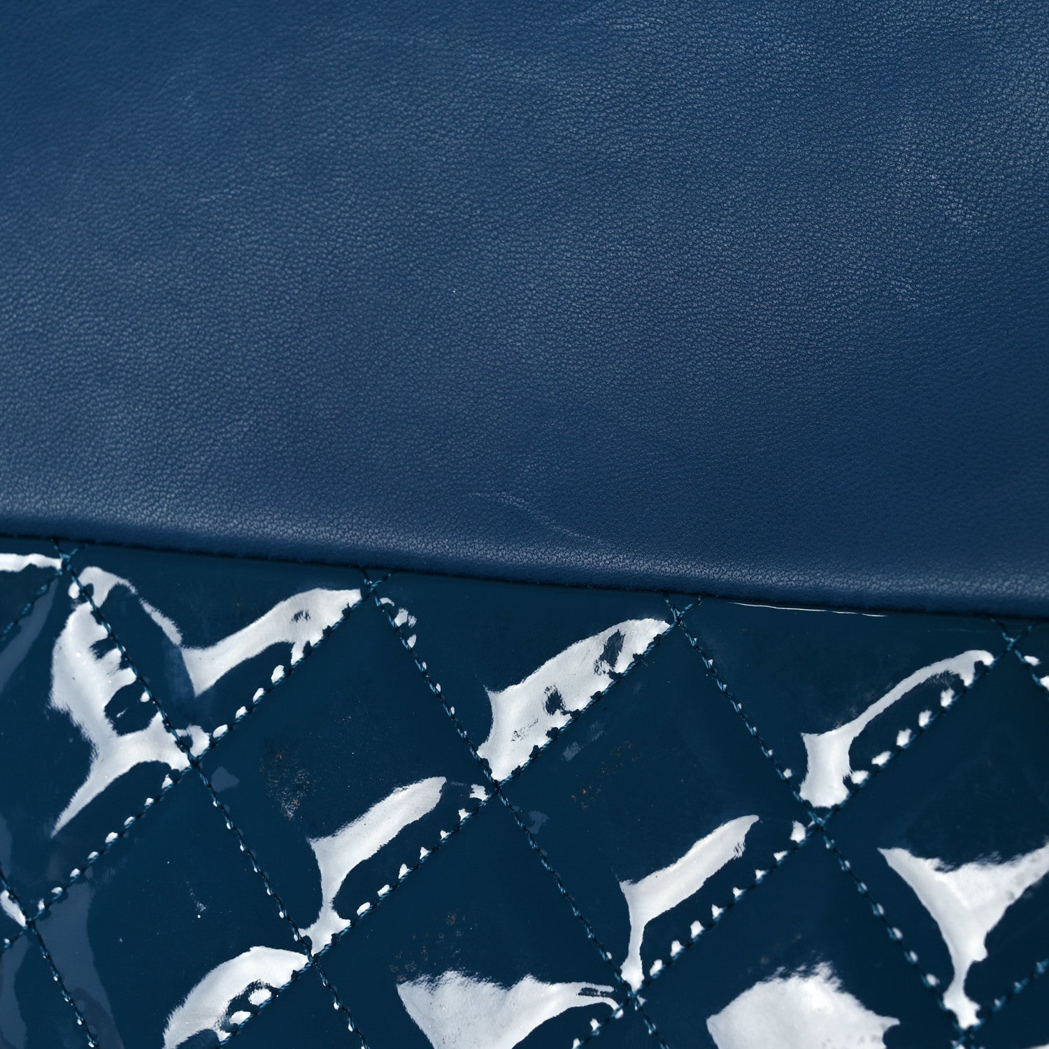 Chanel Calfskin Patent Quilted Medium Cosmetic Case Navy Blue 11 of 13
