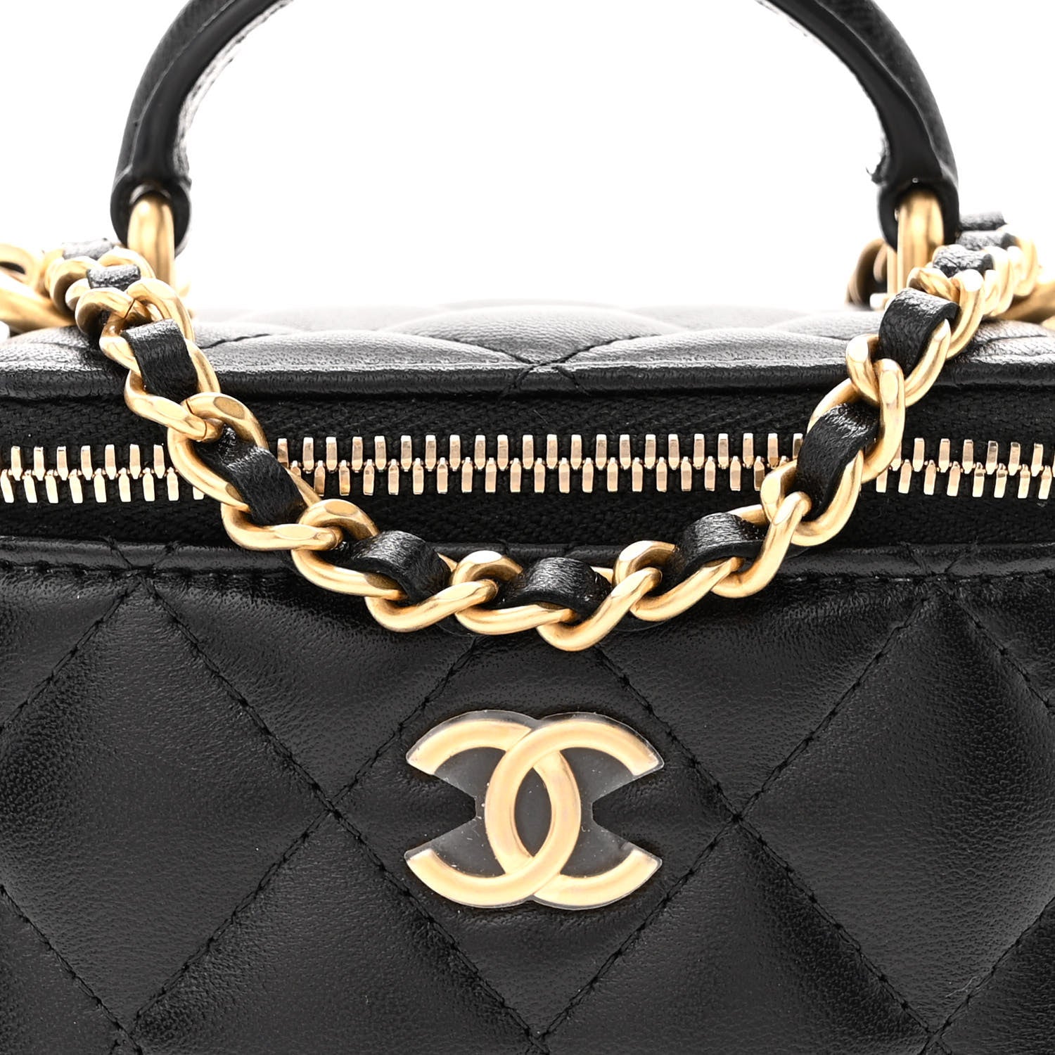 Chanel Lambskin Quilted Top Handle Mini Vanity Case With Chain Black 8 of 11