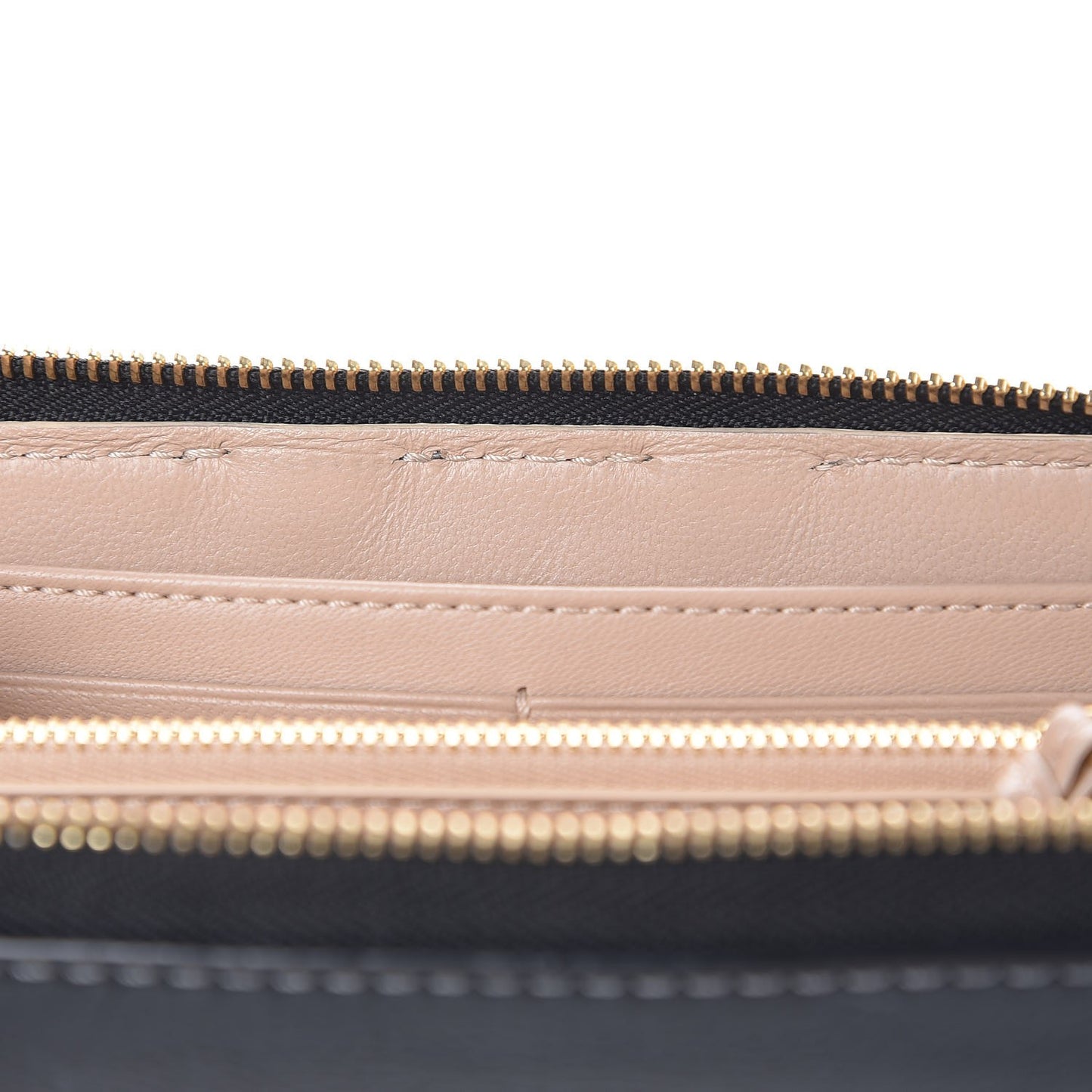 Grained Calfskin Marcie Long Zip Around Wallet Black