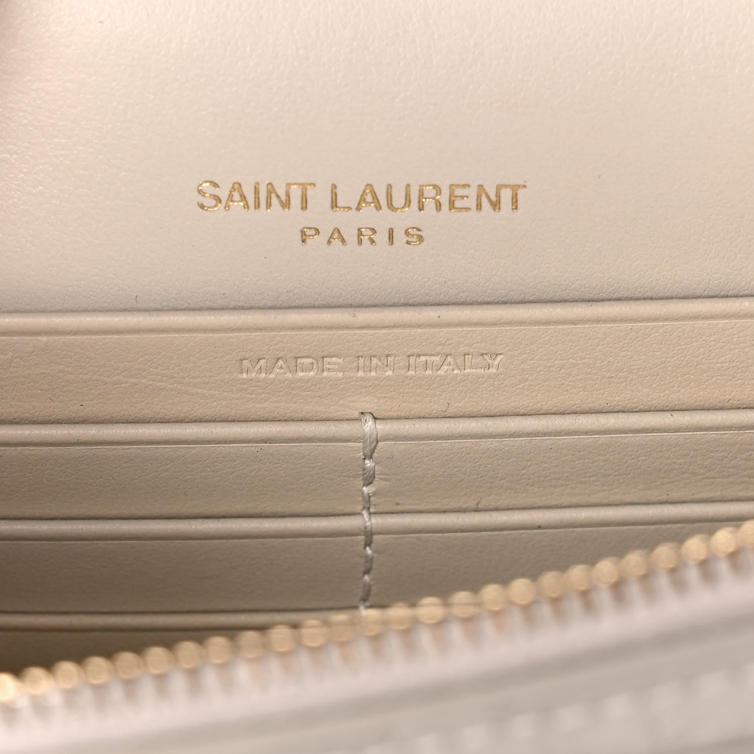 Saint Laurent Calfskin Crocodile Embossed Monogram Sunset Chain Wallet Blanc Vintage 6 of 11