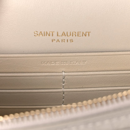 Saint Laurent Calfskin Crocodile Embossed Monogram Sunset Chain Wallet Blanc Vintage 6 of 11