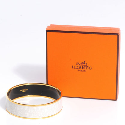 Hermes Enamel Printed Wide Balcons du Guadalquivir Bracelet 70 White 3 of 5