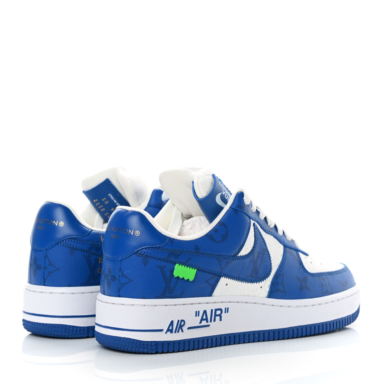 Louis Vuitton X NIKE AIR FORCE 1 Calfskin Monogram Mens Sneakers 6 Blue 4 of 12