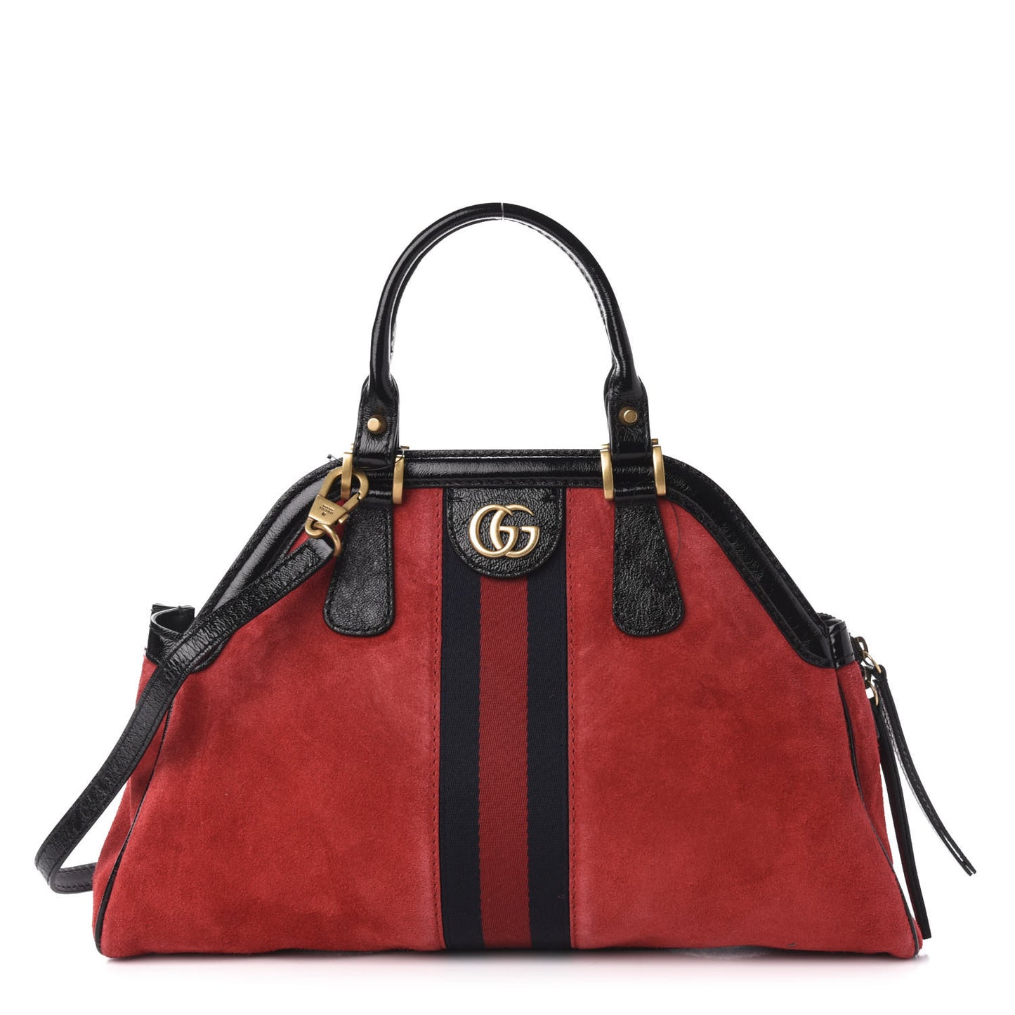 Suede Patent Ophidia Medium Re(Belle) Top Handle Bag Hibiscus Red Black
