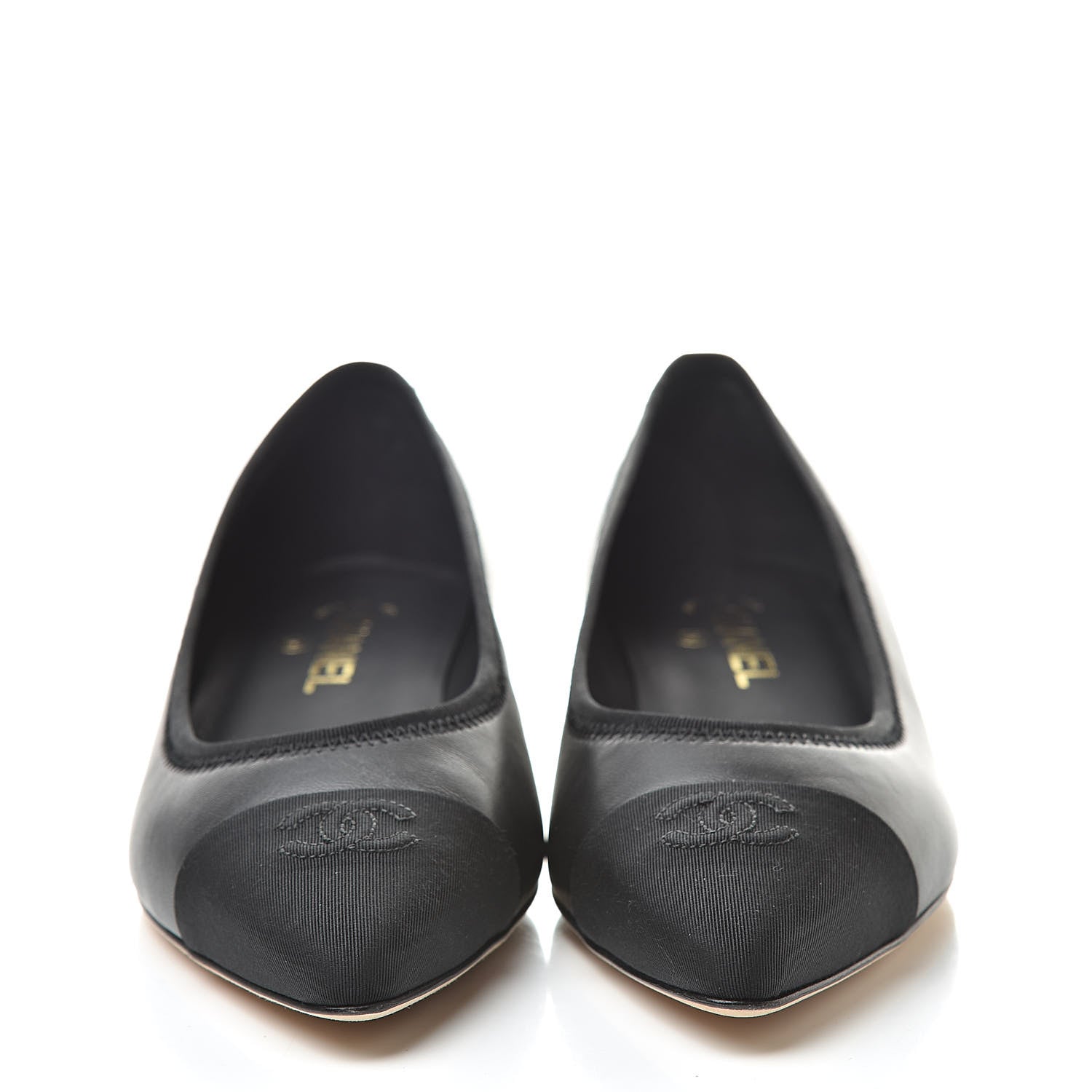 Chanel Lambskin Grosgrain Cap Toe Chain Pumps 40 Black 2 of 8