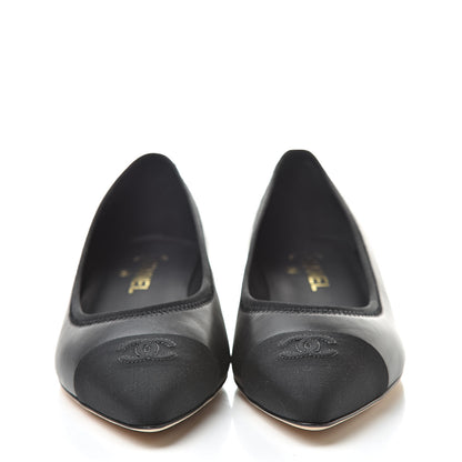 Chanel Lambskin Grosgrain Cap Toe Chain Pumps 40 Black 2 of 8