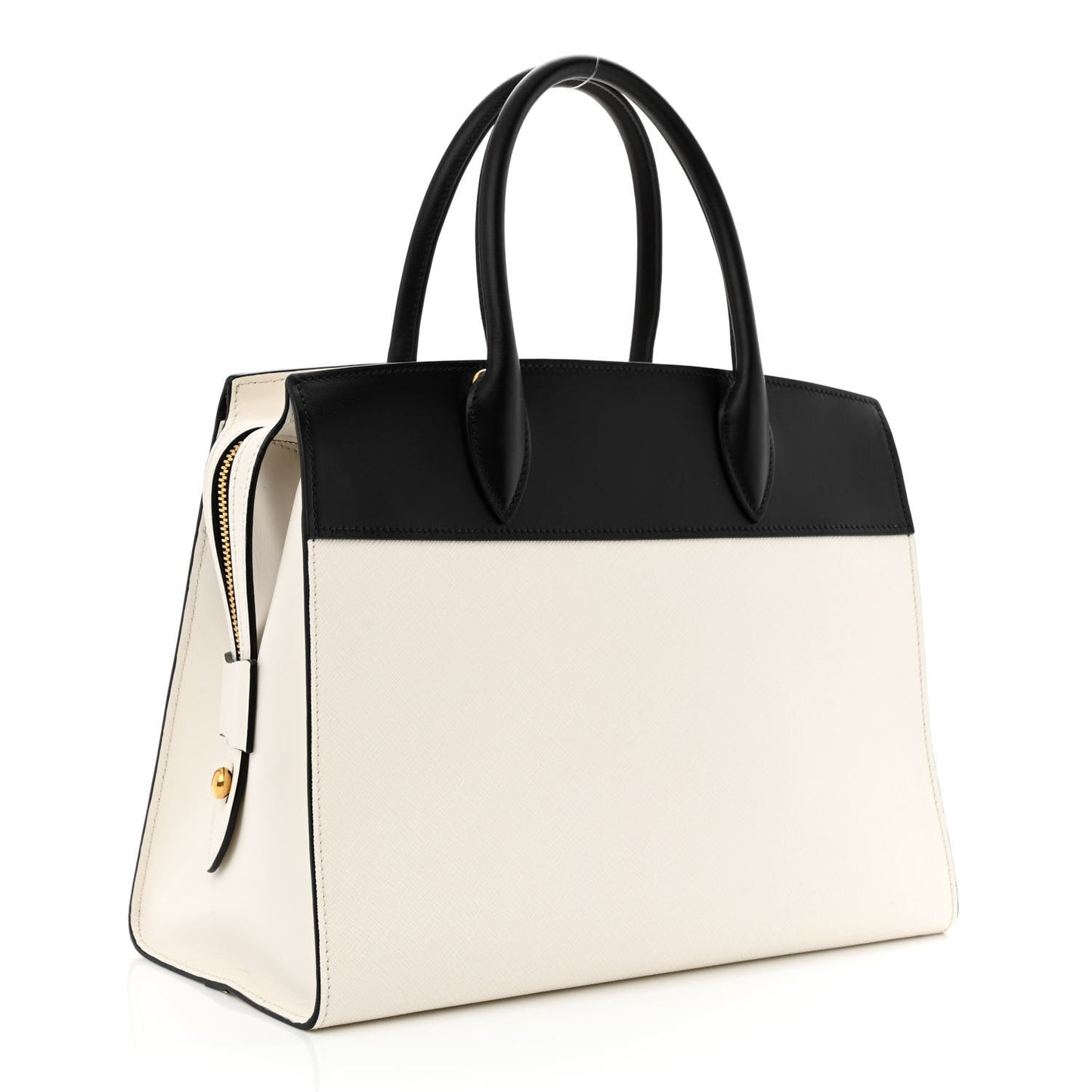 Saffiano City Calfskin Medium Esplanade White Black
