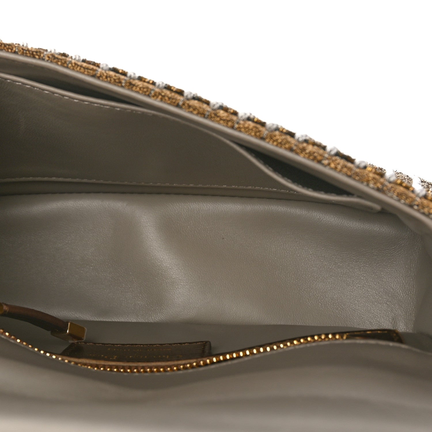 Christian Dior Calfskin Strass Embroidered Small Caro Bag Gold 5 of 9