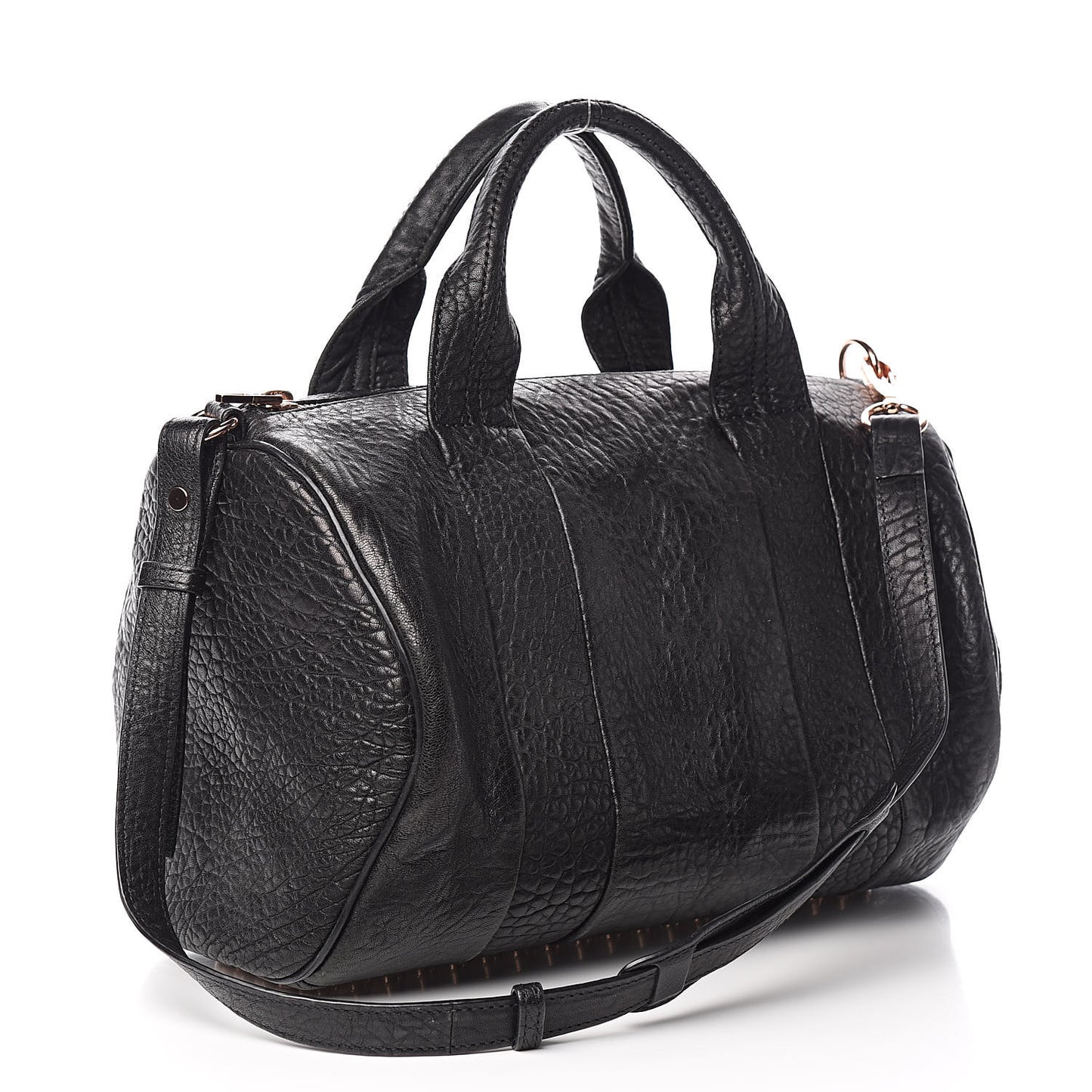 Pebbled Lambskin Rocco Black Rose Gold Hardware