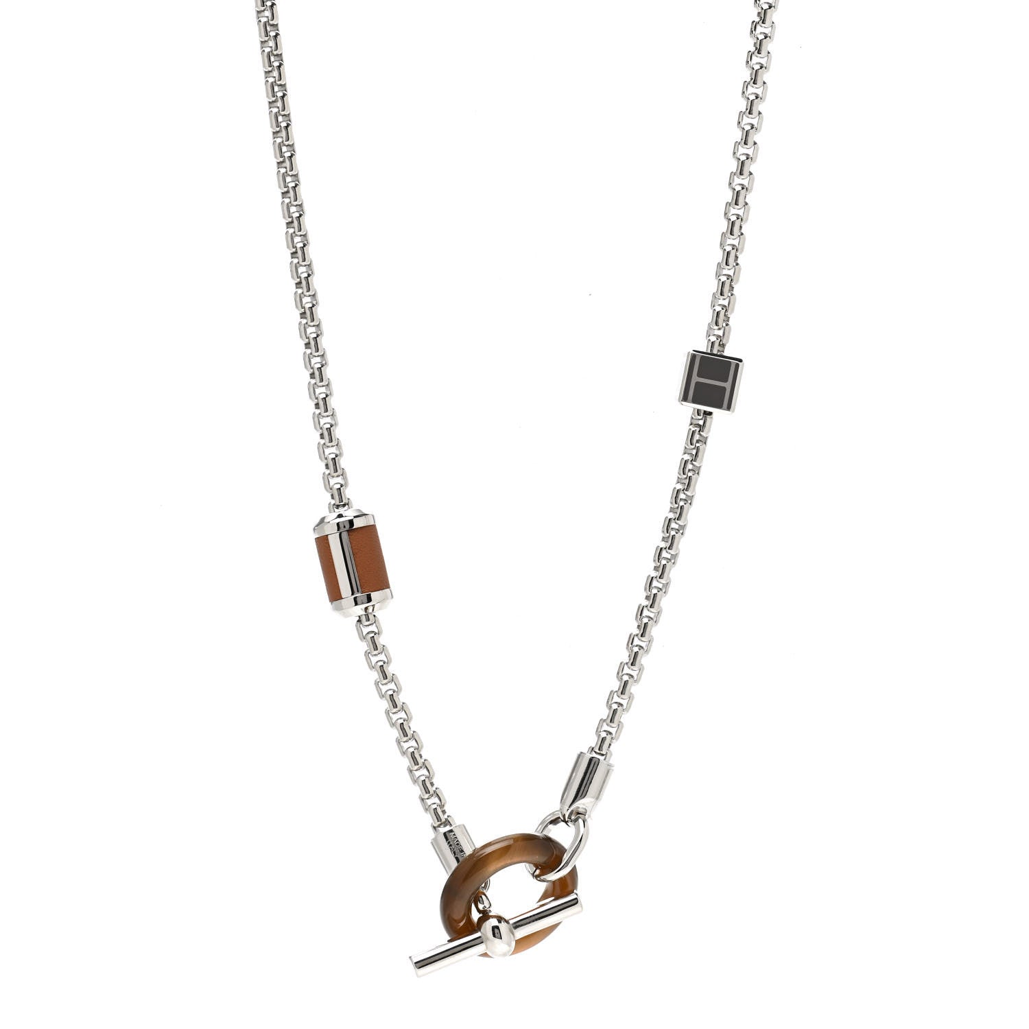 Hermes Palladium Buffalo Horn Swift Meli-Melo Necklace 1 of 6