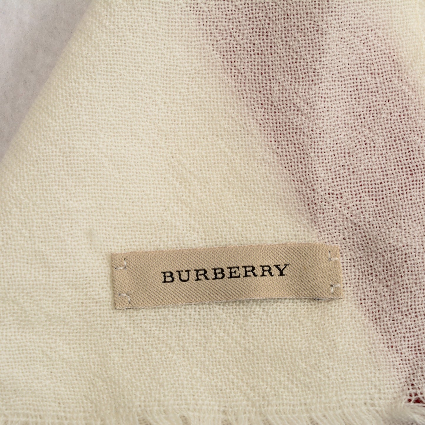 Extra Fine Wool Giant Check Scarf Ivory