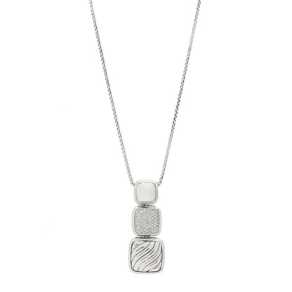 David Yurman Sterling Silver Diamond Chiclet Triple Drop Necklace 1 of 5