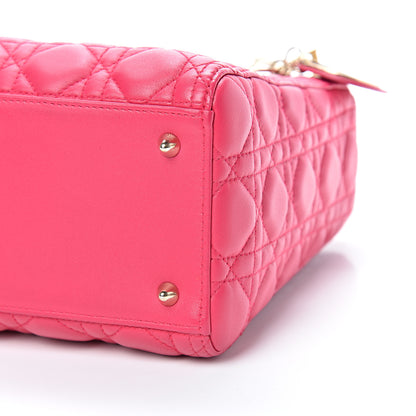 Christian Dior Lambskin Cannage Medium Lady Dior Fuchsia 9 of 10