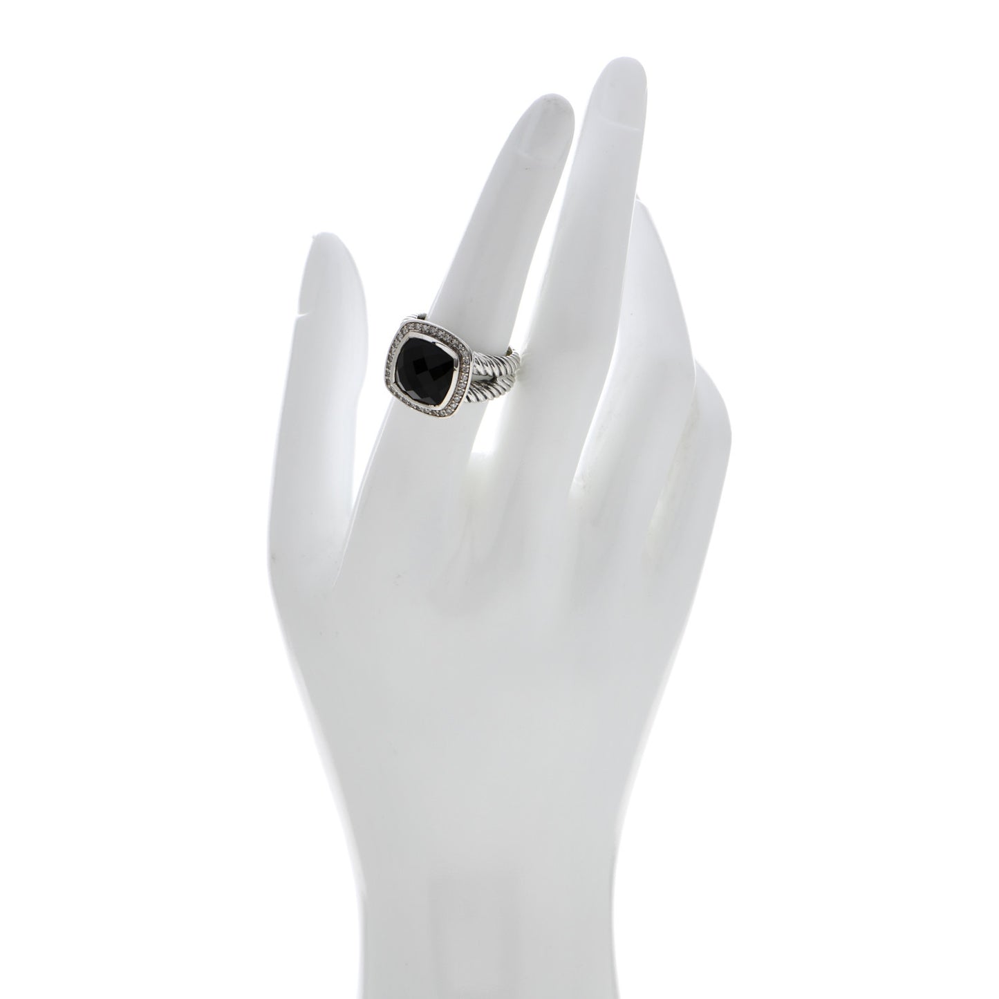 Sterling Silver Diamond Black Onyx 11mm Albion Ring 54 6.75