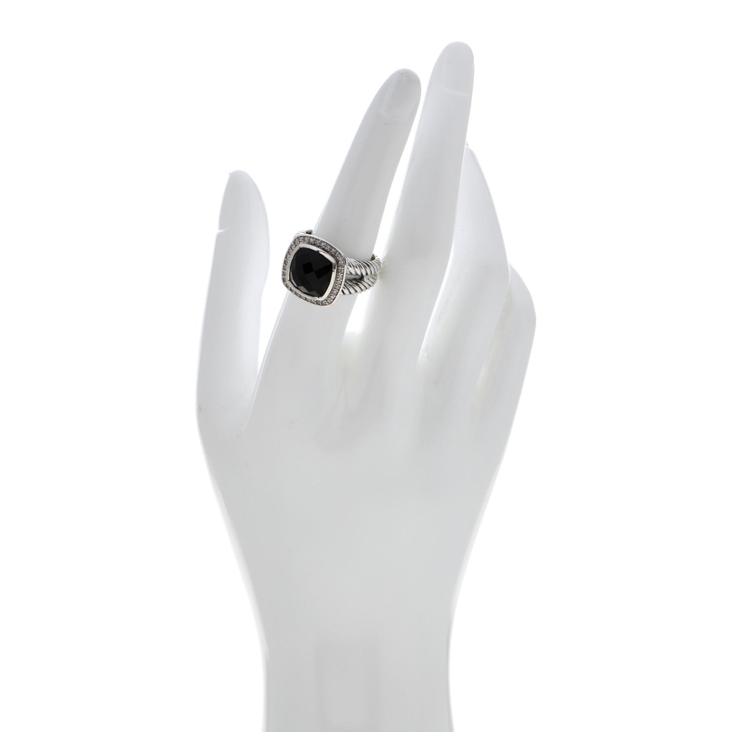 David Yurman Sterling Silver Diamond Black Onyx 11mm Albion Ring 54 6.75 2 of 4