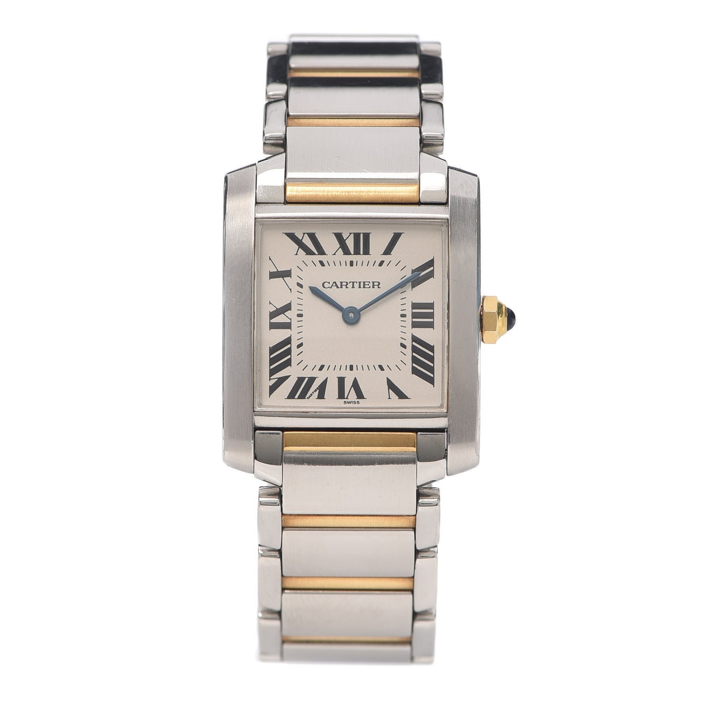 Stainless Steel 18K Yellow Gold 25mm Tank Francaise Quartz Watch