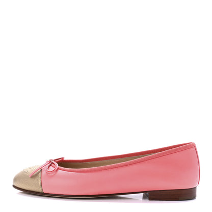 Chanel Calfskin Cap Toe Ballerina Flats 37 Pink 1 of 11