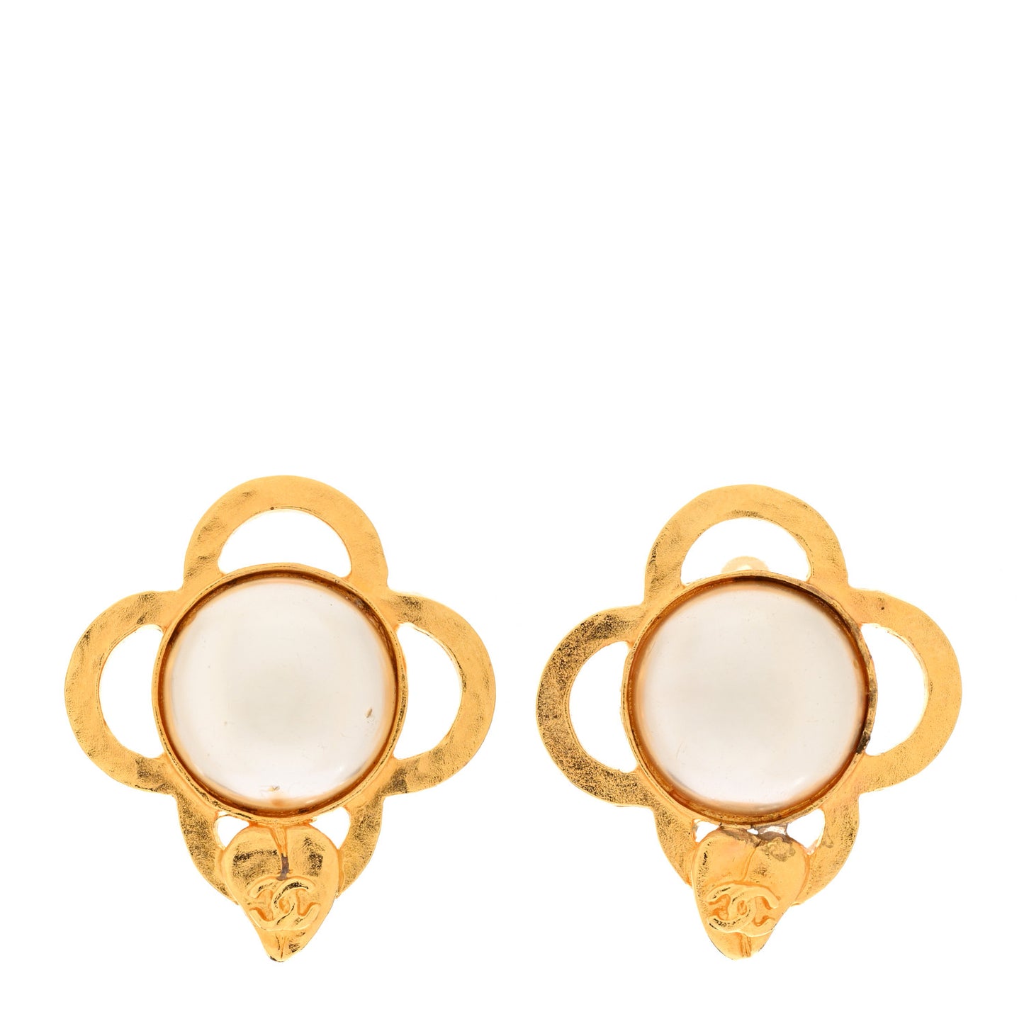 Pearl CC Clip On Earrings Gold