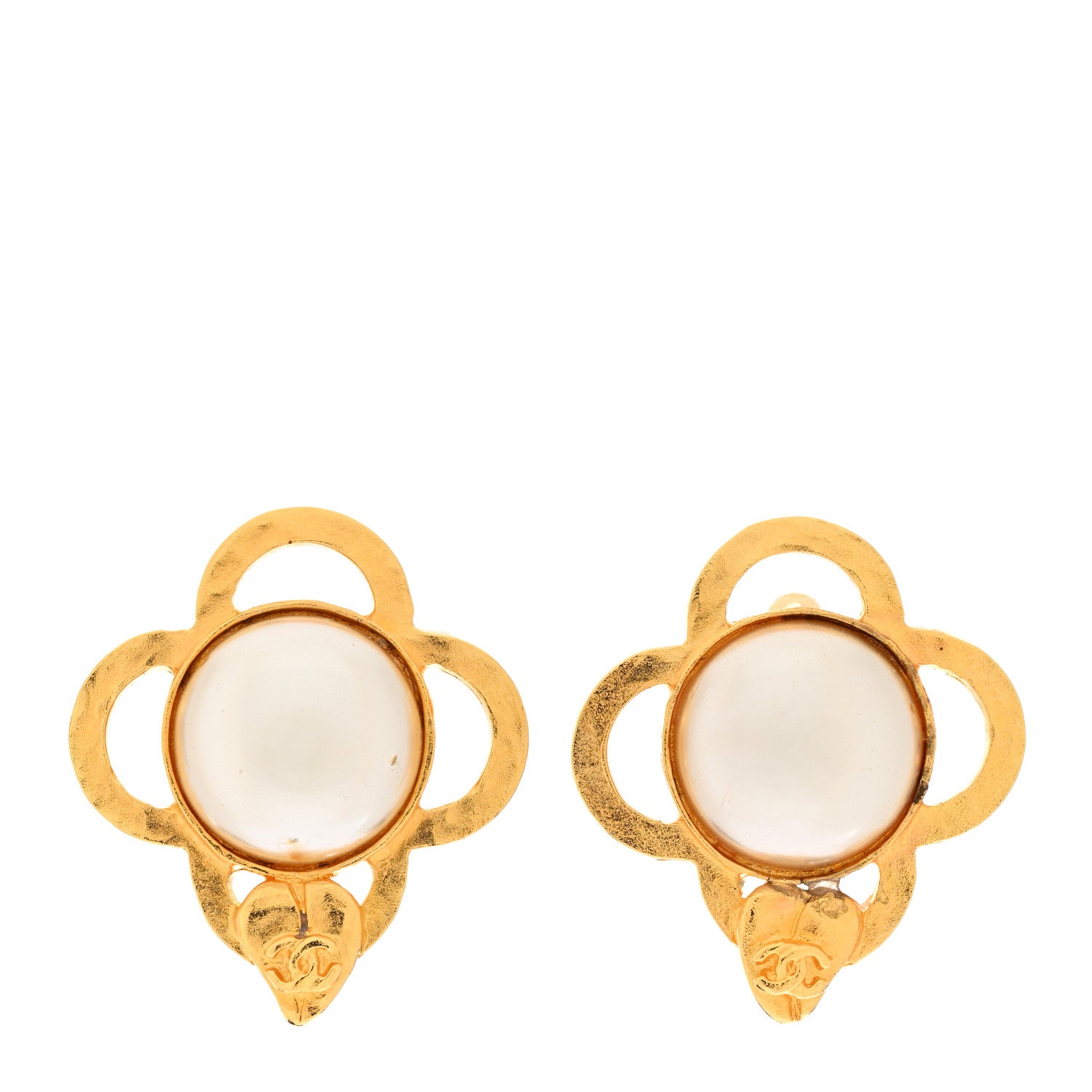 Chanel Pearl CC Clip On Earrings Gold 1 of 8