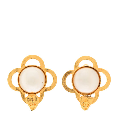 Chanel Pearl CC Clip On Earrings Gold 1 of 8