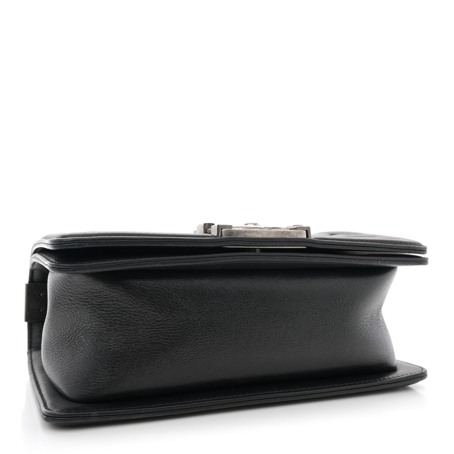 Calfskin Quilted Small Boy Flap Black