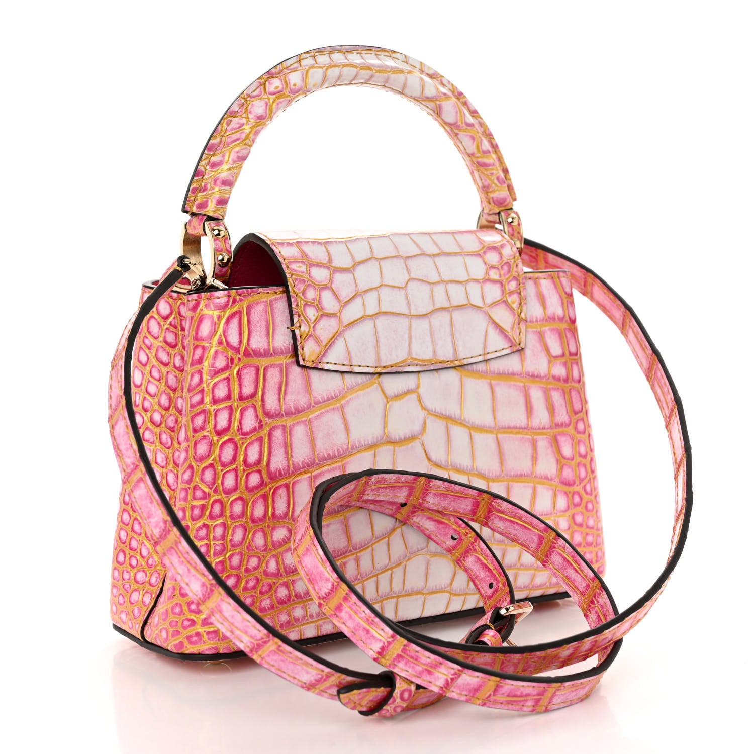 Louis Vuitton Crocodile Mini Capucines Sahara Rose 3 of 9